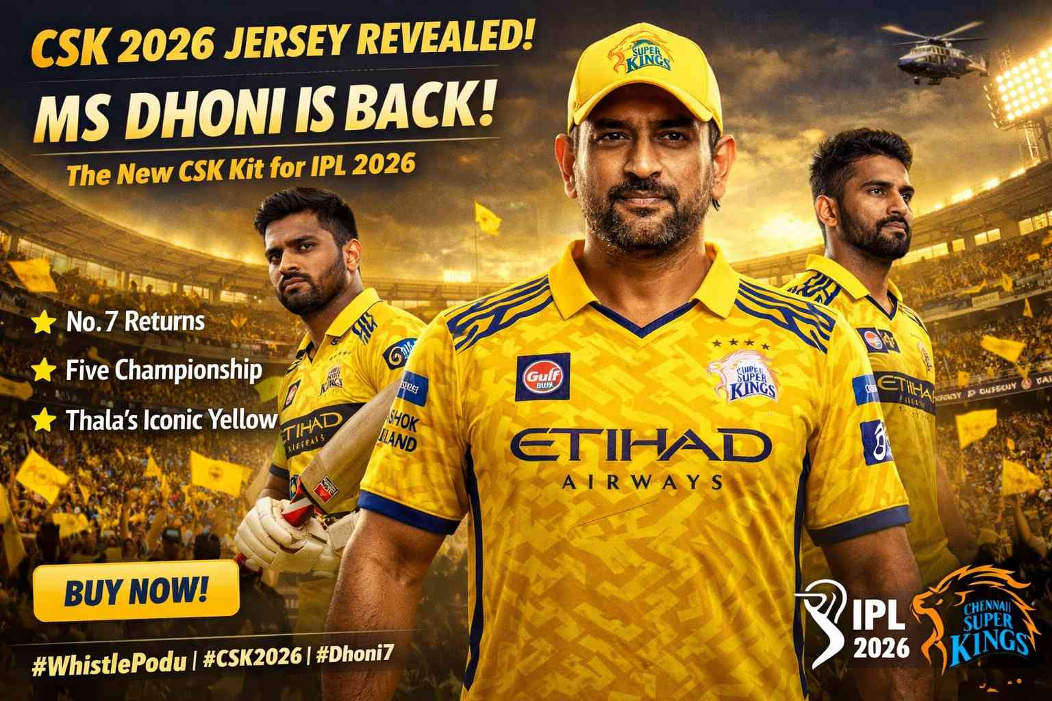 CSK 2026 Jersey Revealed: MS Dhoni Returns in ‘Warrior’ Camo Kit for IPL 2026