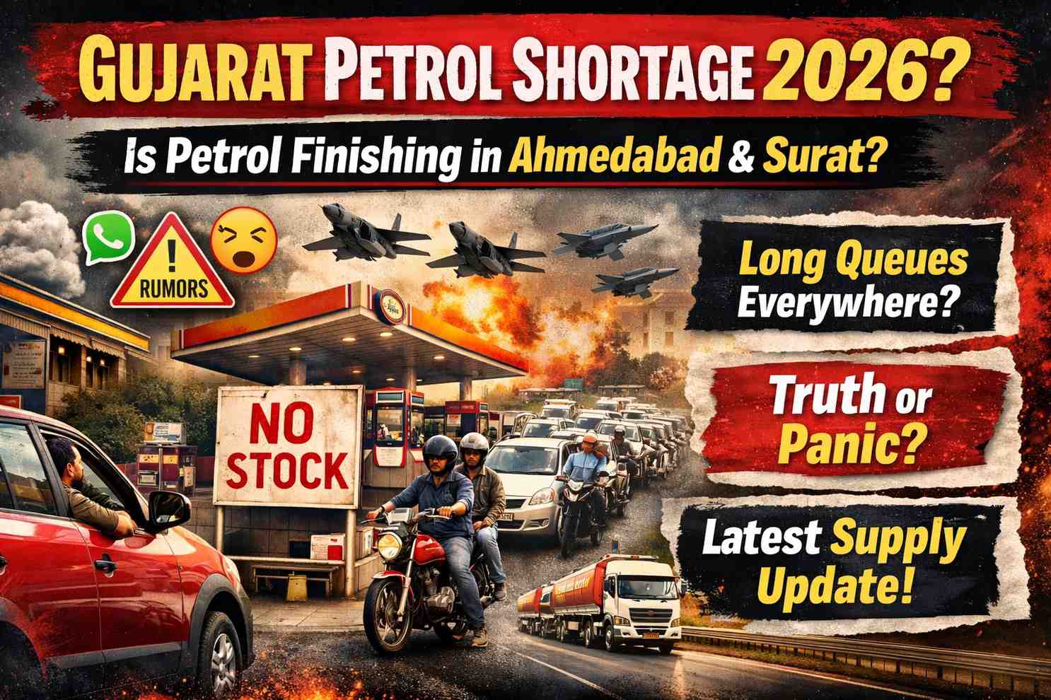 Gujarat Petrol Shortage News 2026: Is Petrol Finishing in Ahmedabad & Surat? Truth Behind Long Queues