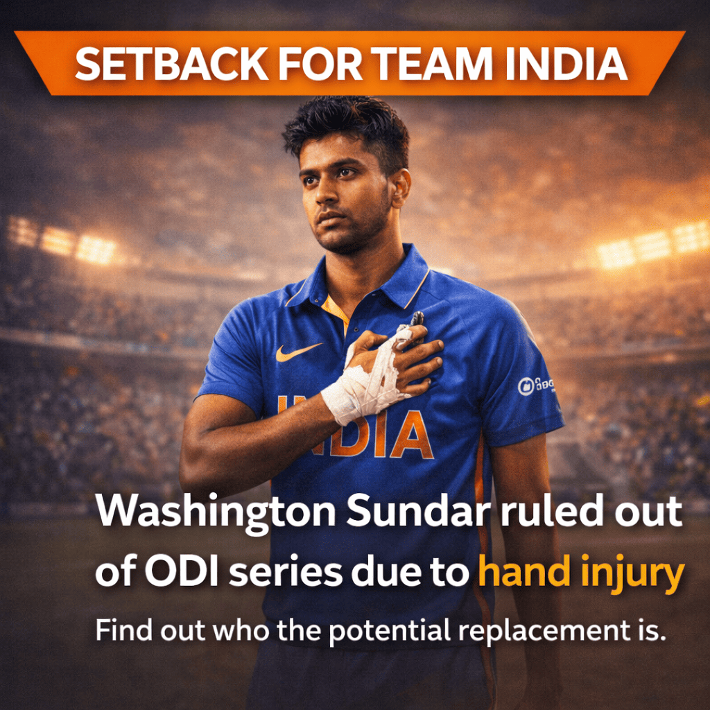 Washington Sundar Out of India vs New Zealand ODI Series due to Injury