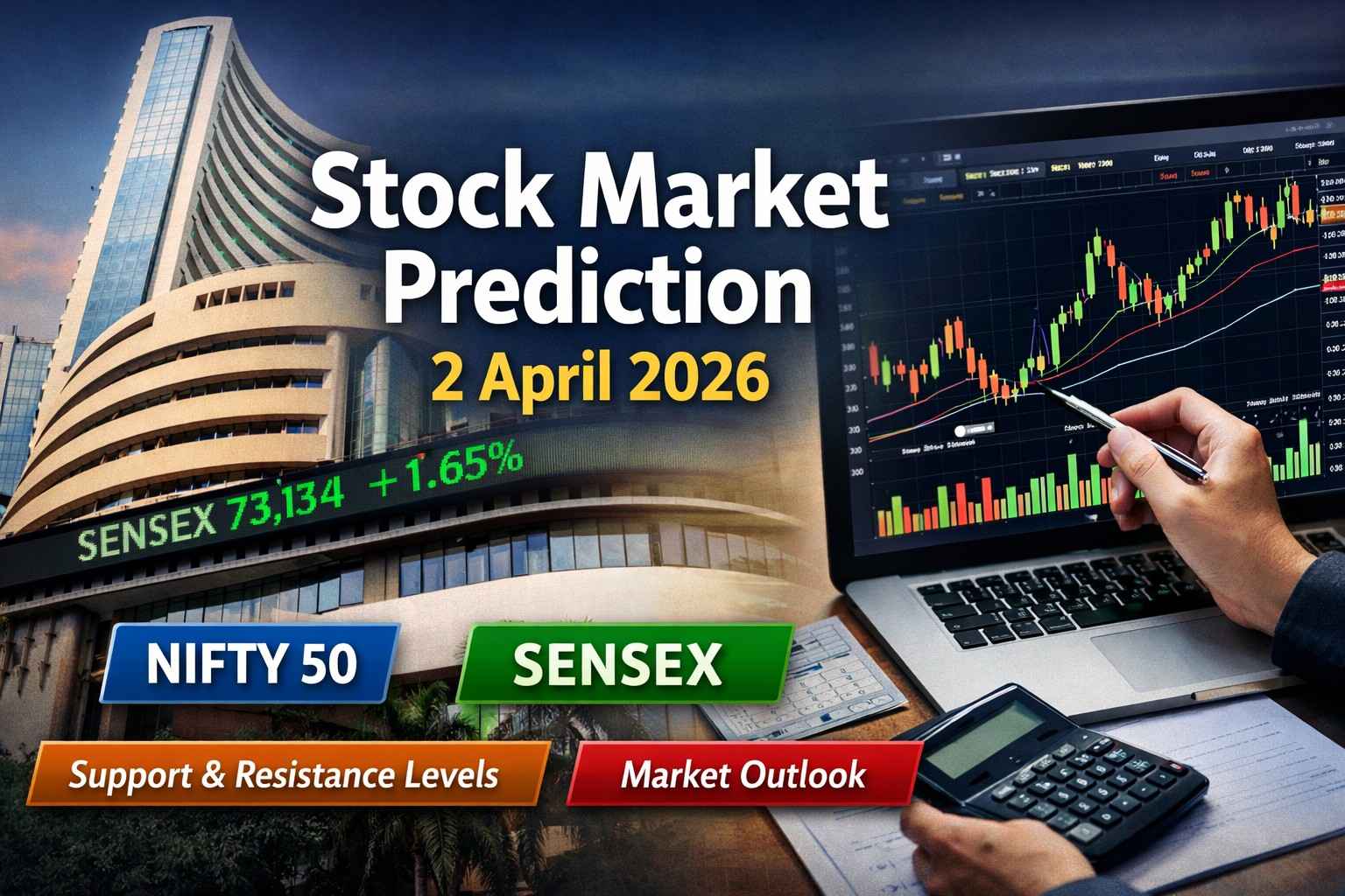 Stock Market Prediction for Tomorrow (2 April 2026): Nifty & Sensex Outlook, Support & Resistance Levels